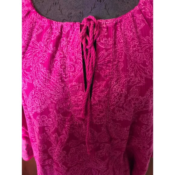 Eddie Bauer Womens Pink Floral Paisley Top L 100% Cotton 3/4 Sleeve - Picture 2 of 9